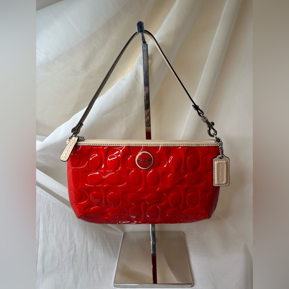 Coach Embossed Patent Leather Large Wristlet